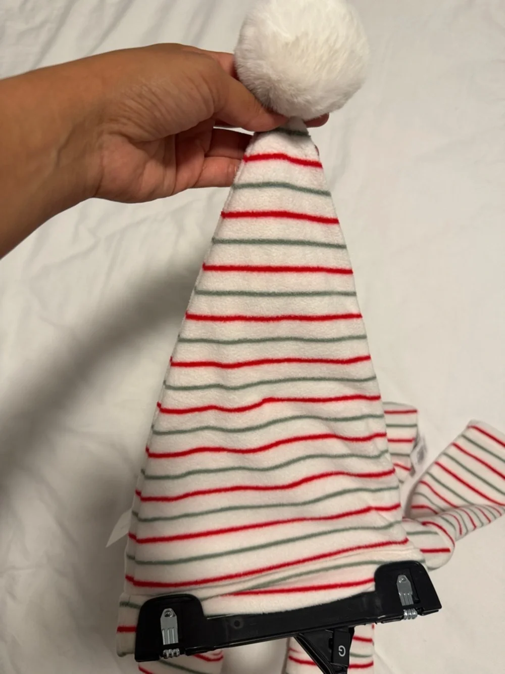Carter's Cream Pajama Set with Red & Green Stripes holiday 3-6months